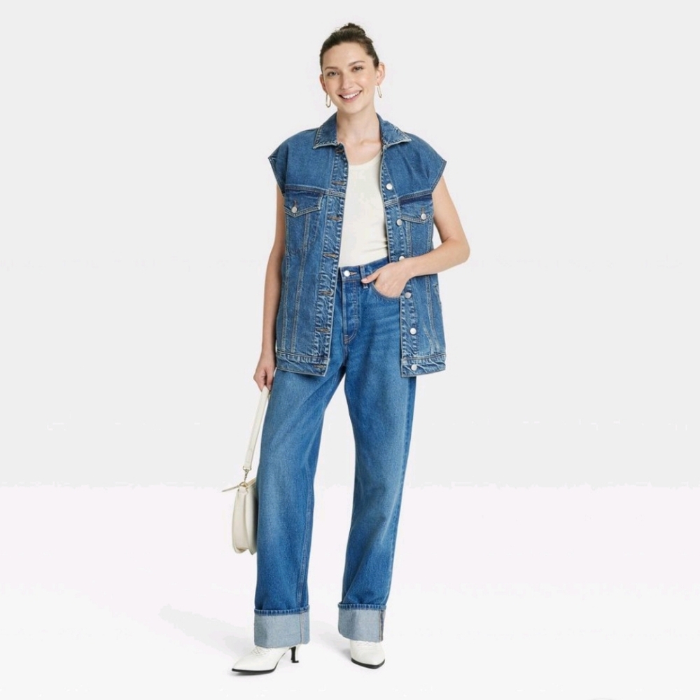 Universal Thread Blue Denim Sleeveless Jacket Vest - Picture 4 of 7